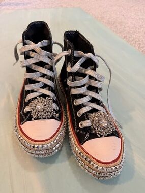 NWOB BEAST FASHION High-Top Platform Sneaker Silver Studs and Embellishment